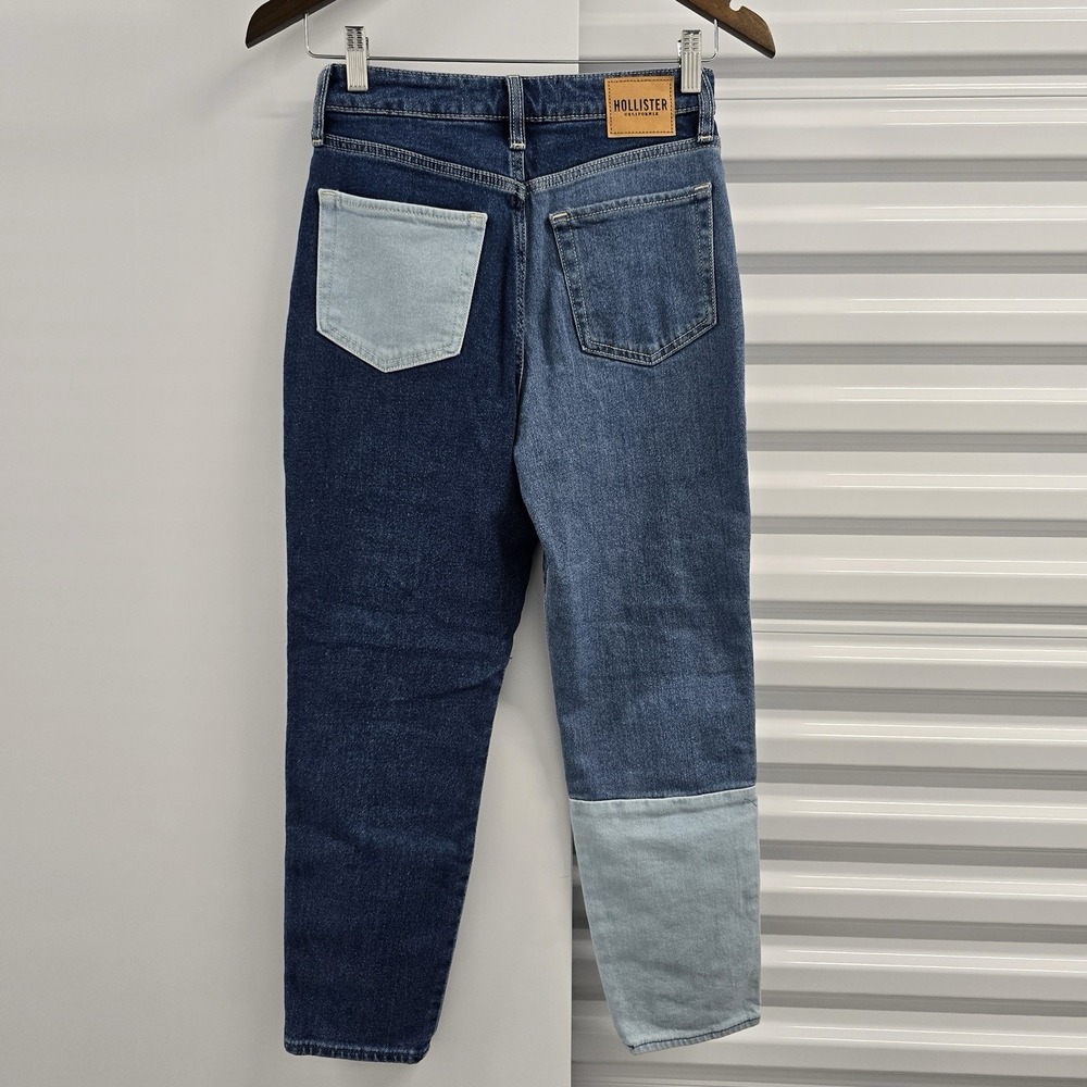 Hollister Ultra High Rise Mom Jeans Womens 26x24 Color Block Patchwork Denim
